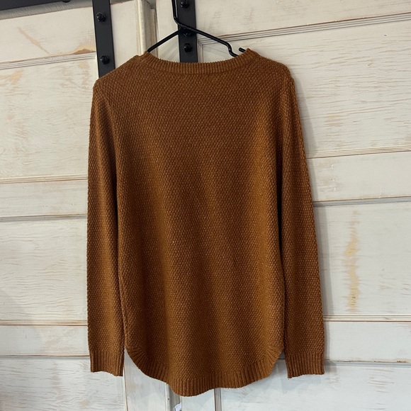 Pink Clover Textured Crewneck Sweater in Warm Brown - Picture 3 of 3